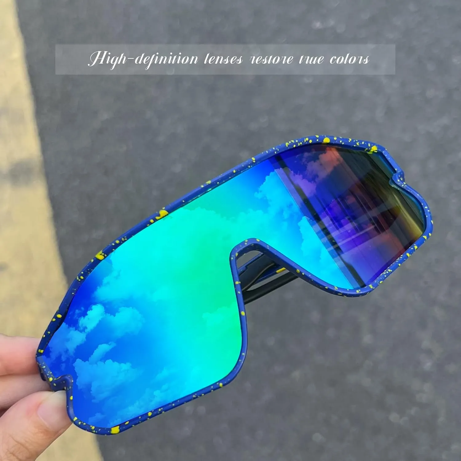 Unisex Youth Cycling Sunglasses For Tennis Softball, One-piece UV400 Wraparound Baseball Shades Outdoors & Indoors.
