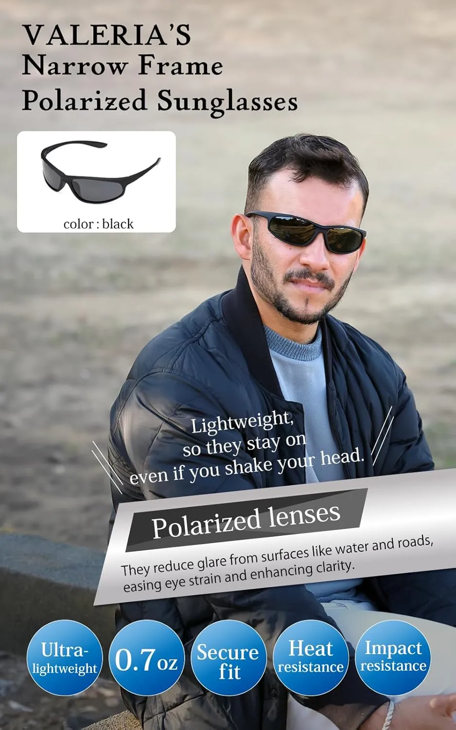 valeria Polarised Sports Sunglasses TAC Lenses Hard Case Included UV400 Narrow Frame