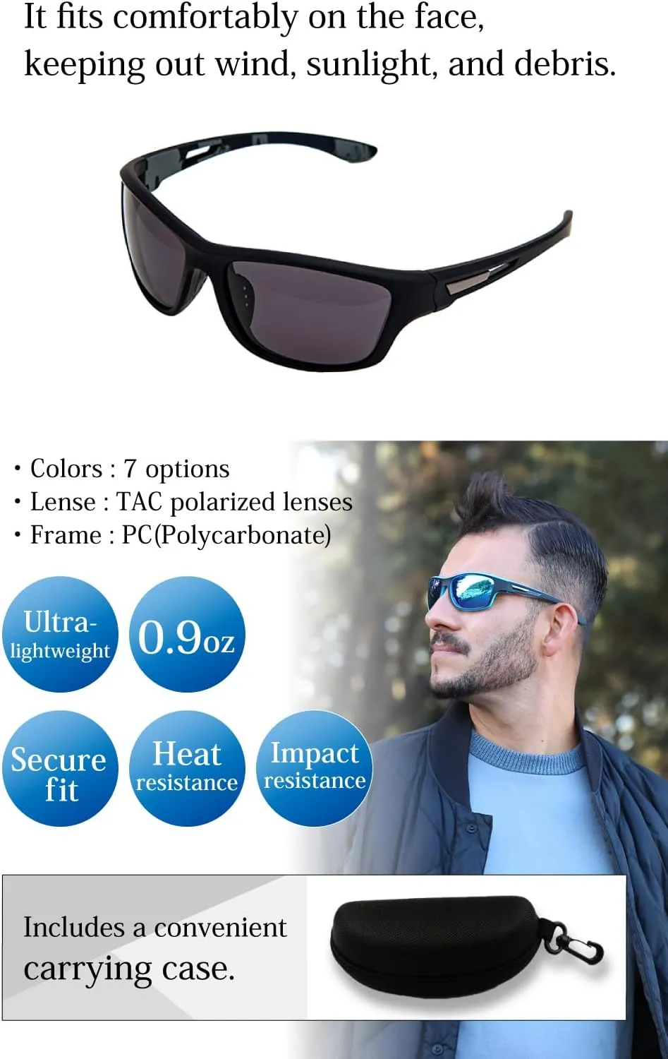 valeria Polarised Sports Sunglasses [Wind & Dust Protection] TAC Lenses Hard Case Included