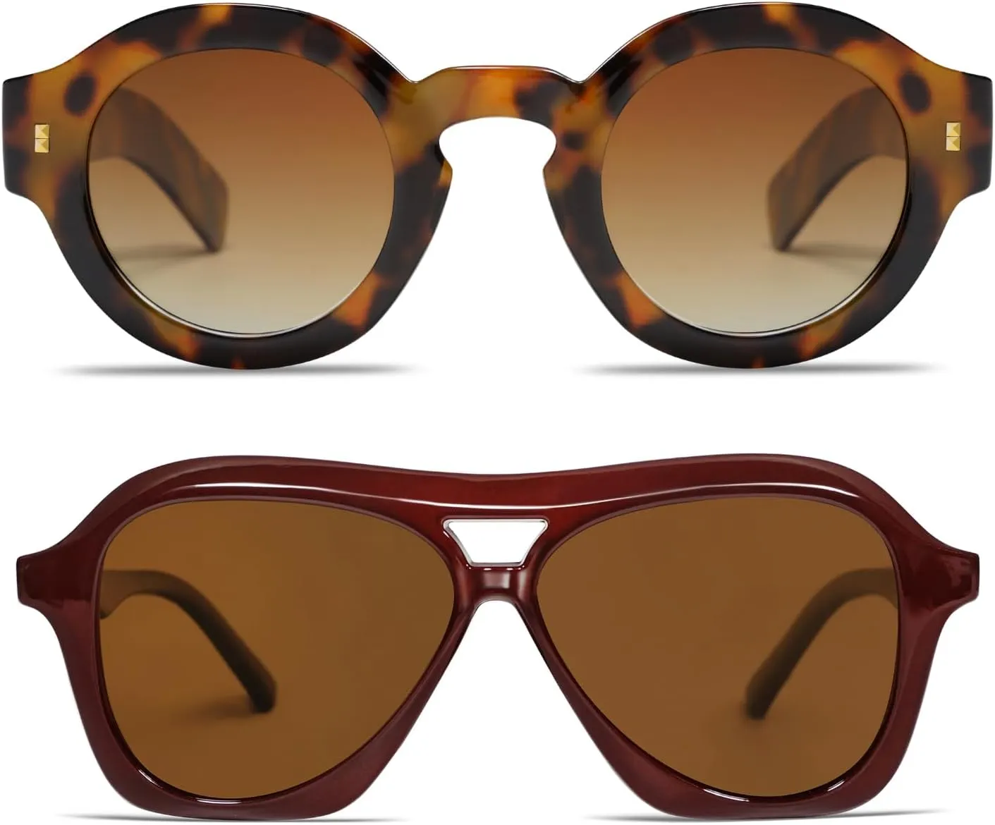 VANLINKER Vintage Round Polarized Sunglasses VL9743 and Retro 70s Square Aviator Sunglasses VL9768
