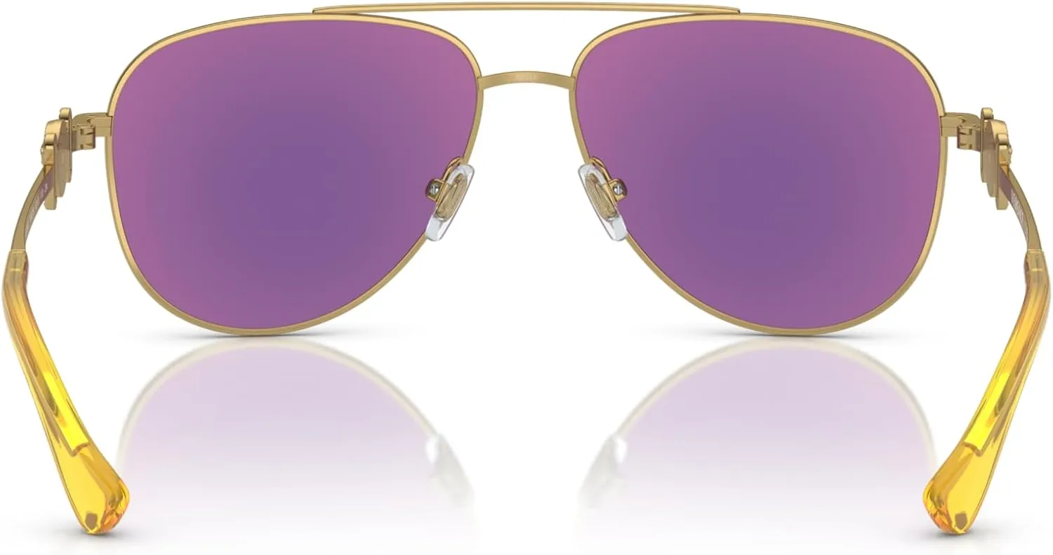 Versace Child Sunglasses Gold Frame, Light Green Mirror Green Lenses, 52MM