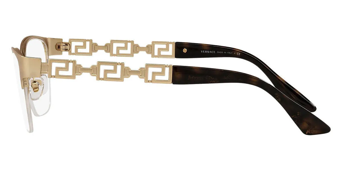 VERSACE Matte Gold Half Rim Metal Women Eyeglasses Frame VE1270 1410 54mm