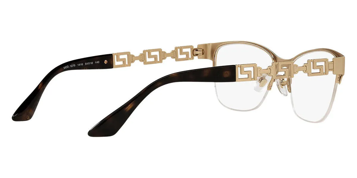 VERSACE Matte Gold Half Rim Metal Women Eyeglasses Frame VE1270 1410 54mm