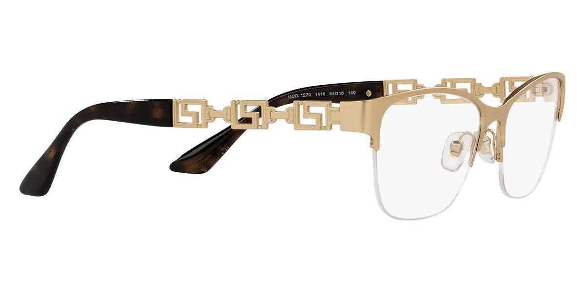 VERSACE Matte Gold Half Rim Metal Women Eyeglasses Frame VE1270 1410 54mm
