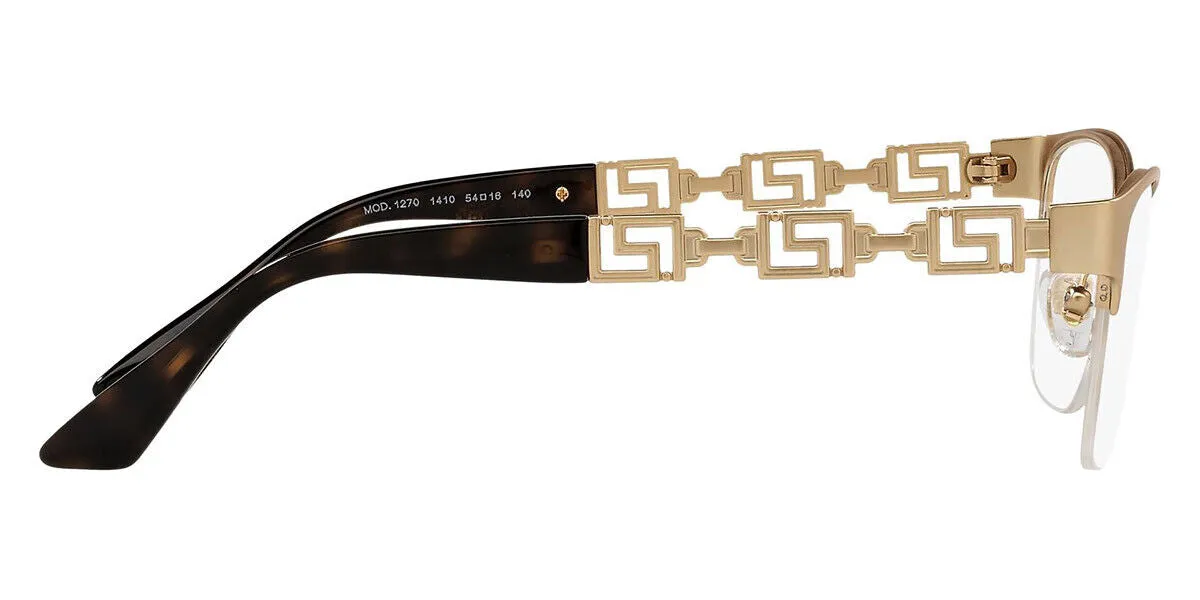 VERSACE Matte Gold Half Rim Metal Women Eyeglasses Frame VE1270 1410 54mm