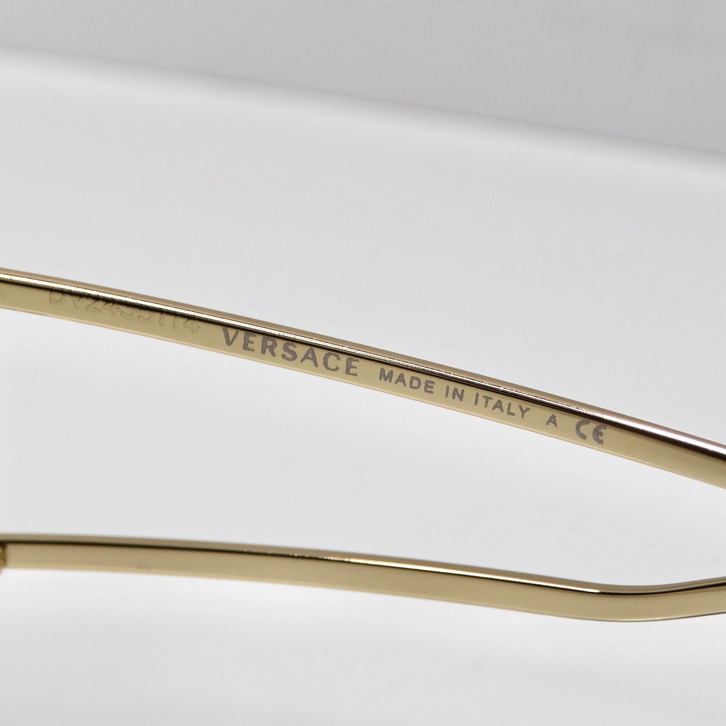 Versace Medusa Gold Tone Mirrored Shield Sunglasses