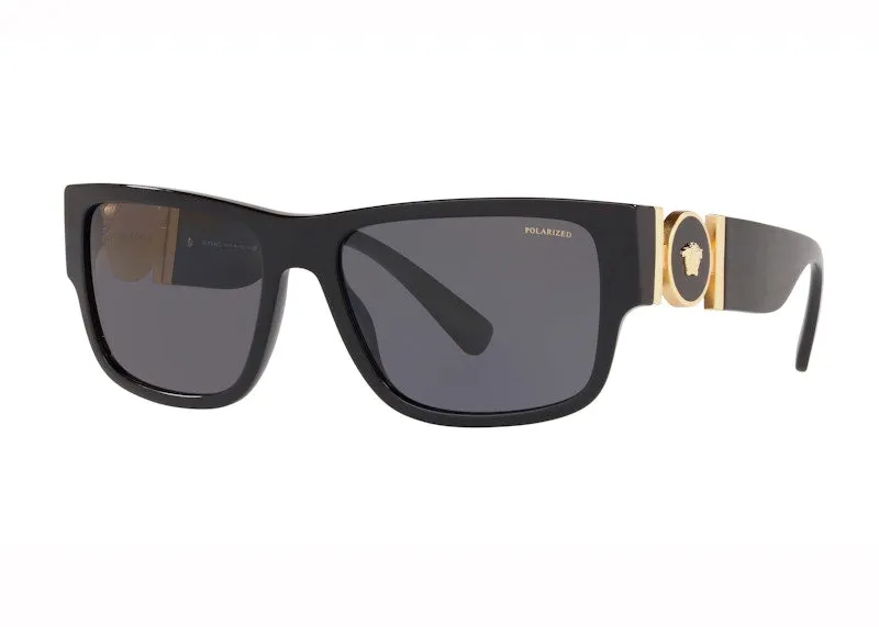 Versace Polarised Square Sunglasses Black/Gold