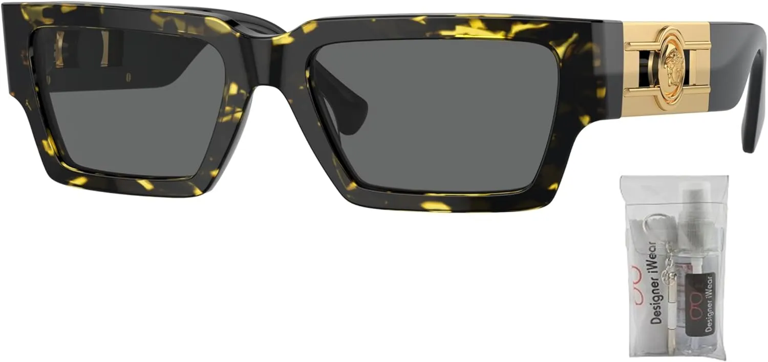Versace VE4459 Rectangle Sunglasses for Men for Women   BUNDLE With Designer iWear Complimentary Eyewear Kit