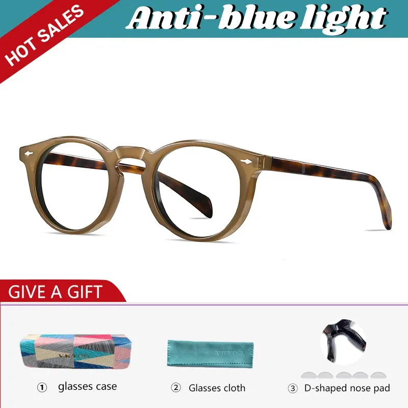 Vicky Unisex Full Rim Round Acetate Myopic Reading Glasses Polarized 31102