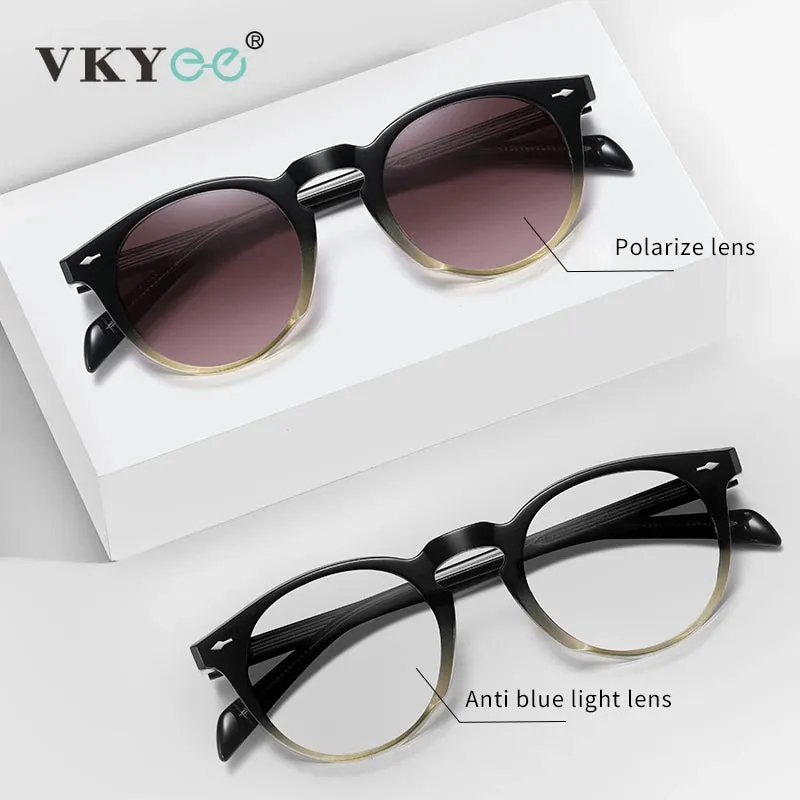 Vicky Unisex Full Rim Round Acetate Myopic Reading Glasses Polarized 31102