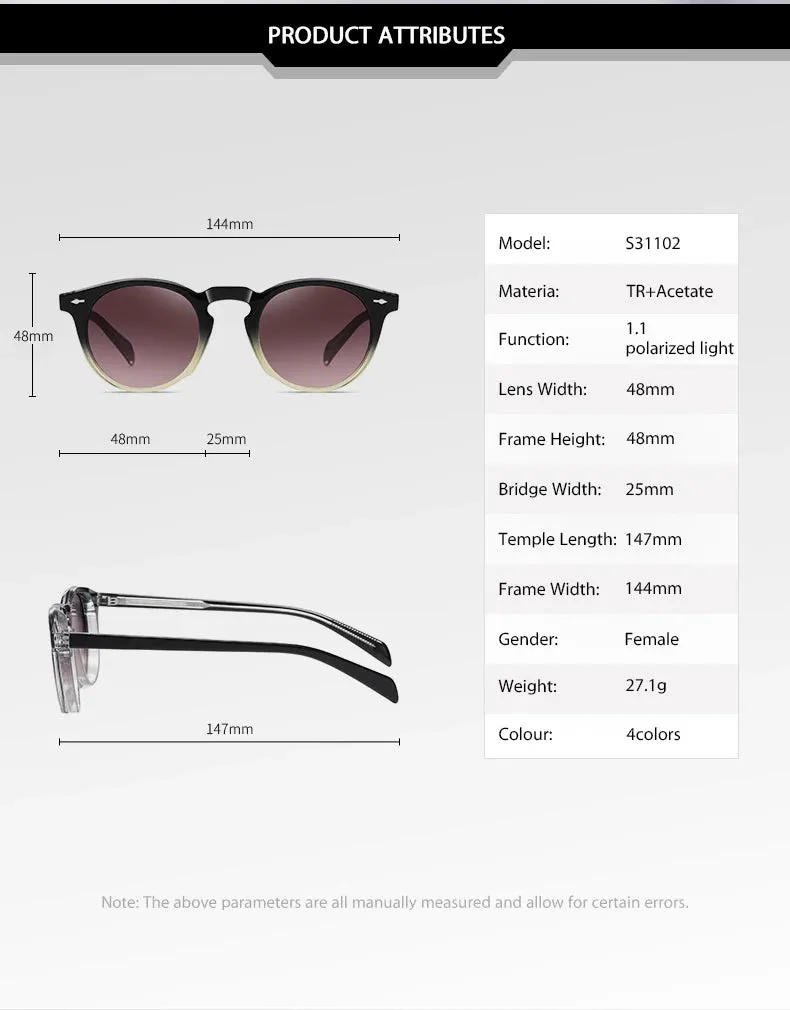 Vicky Unisex Full Rim Round Acetate Myopic Reading Glasses Polarized 31102