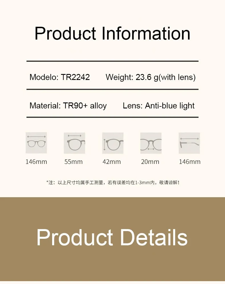 Vicky Unisex Semi Rim Square Tr 90 Titanium Reading Glasses 2242