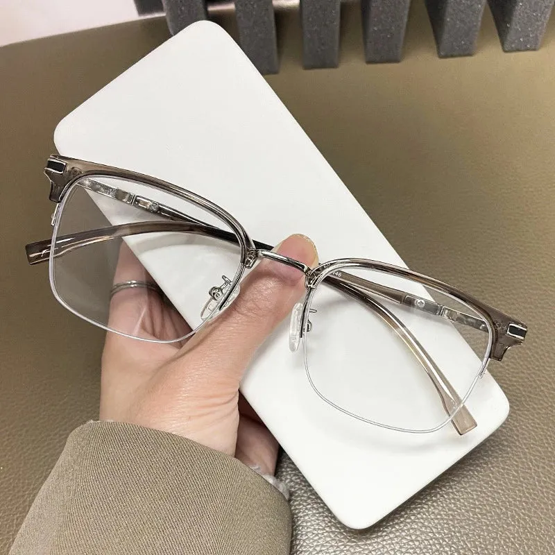 Vicky Unisex Semi Rim Square Tr 90 Titanium Reading Glasses 2242