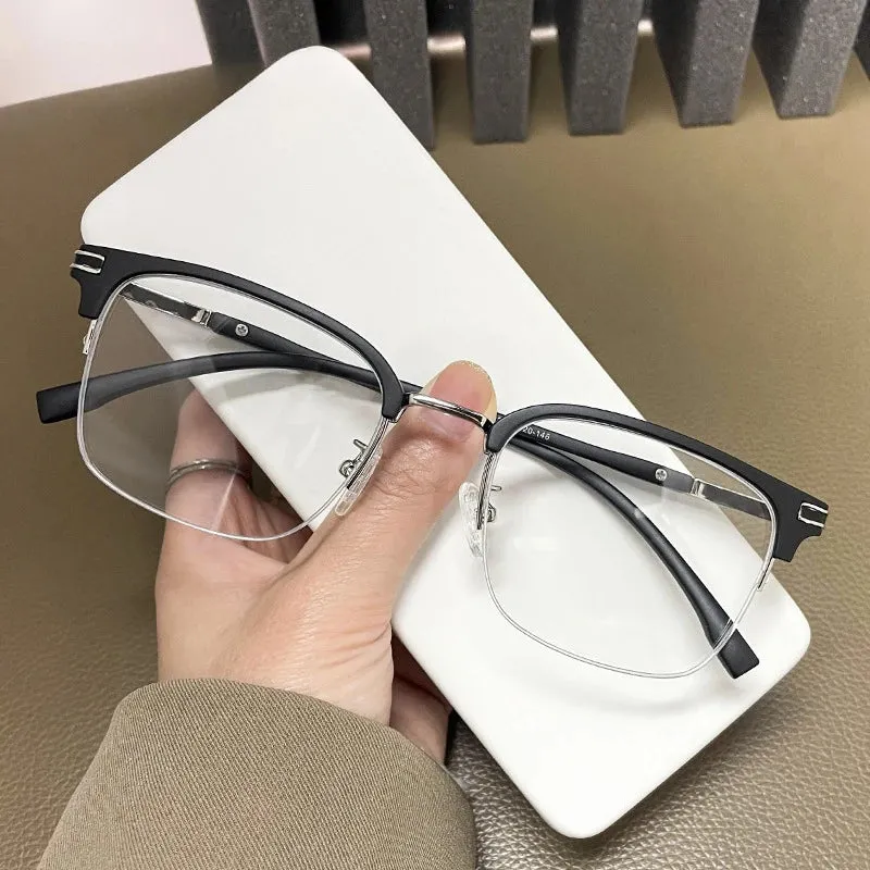 Vicky Unisex Semi Rim Square Tr 90 Titanium Reading Glasses 2242