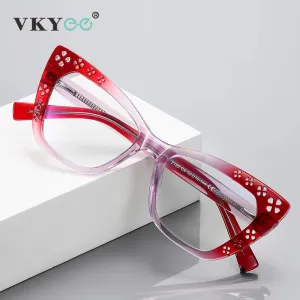 Vicky Women's Full Rim Cat's Eye Tr 90 Titanium Reading Glasses 2185