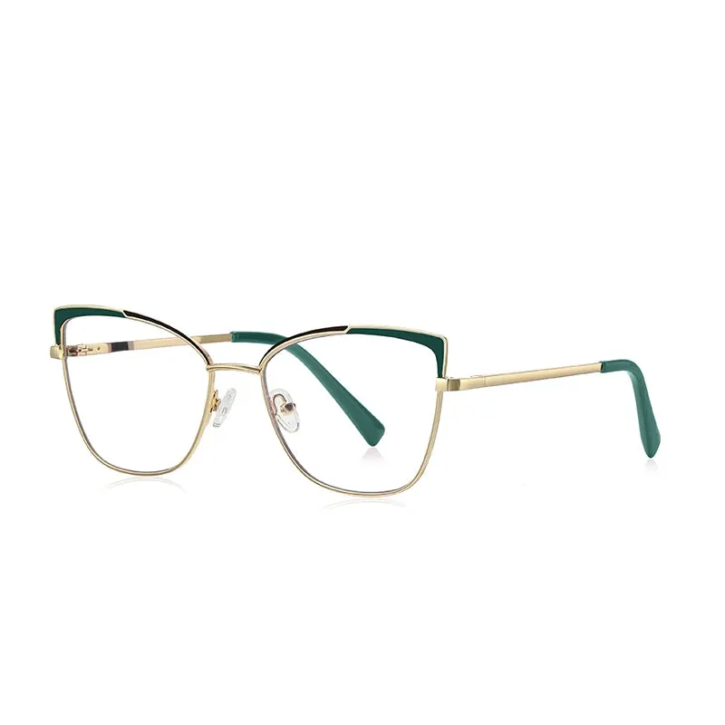 Vicky Women's Full Rim Large Square Cat Eye Alloy Reading Glasses 3104