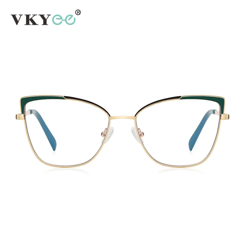 Vicky Women's Full Rim Large Square Cat Eye Alloy Reading Glasses 3104
