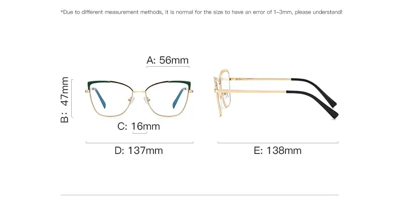 Vicky Women's Full Rim Large Square Cat Eye Alloy Reading Glasses 3104
