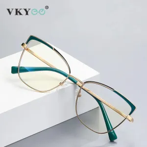 Vicky Women's Full Rim Large Square Cat Eye Alloy Reading Glasses 3104