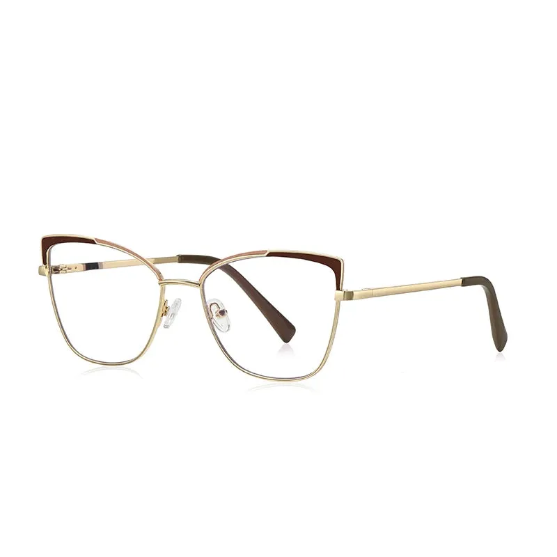 Vicky Women's Full Rim Large Square Cat Eye Alloy Reading Glasses 3104
