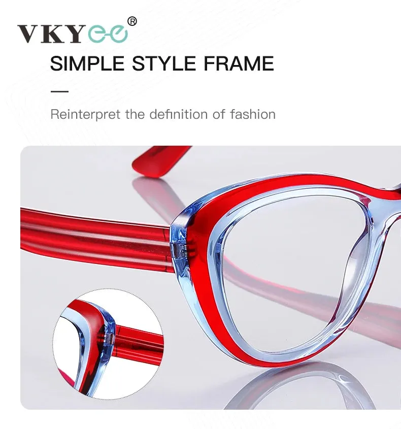 Vicky Women's Full Rim Oval Cat Eye Tr 90 Alloy Reading Glasses 2173