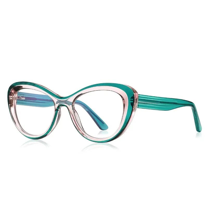 Vicky Women's Full Rim Oval Cat Eye Tr 90 Alloy Reading Glasses 2173