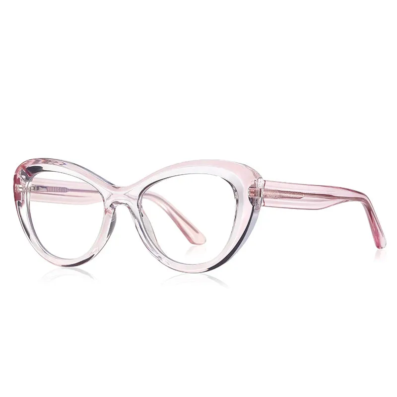 Vicky Women's Full Rim Oval Cat Eye Tr 90 Alloy Reading Glasses 2173