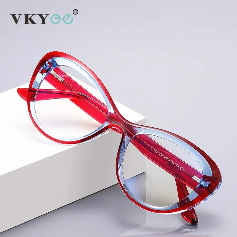 Vicky Women's Full Rim Oval Cat Eye Tr 90 Alloy Reading Glasses 2173