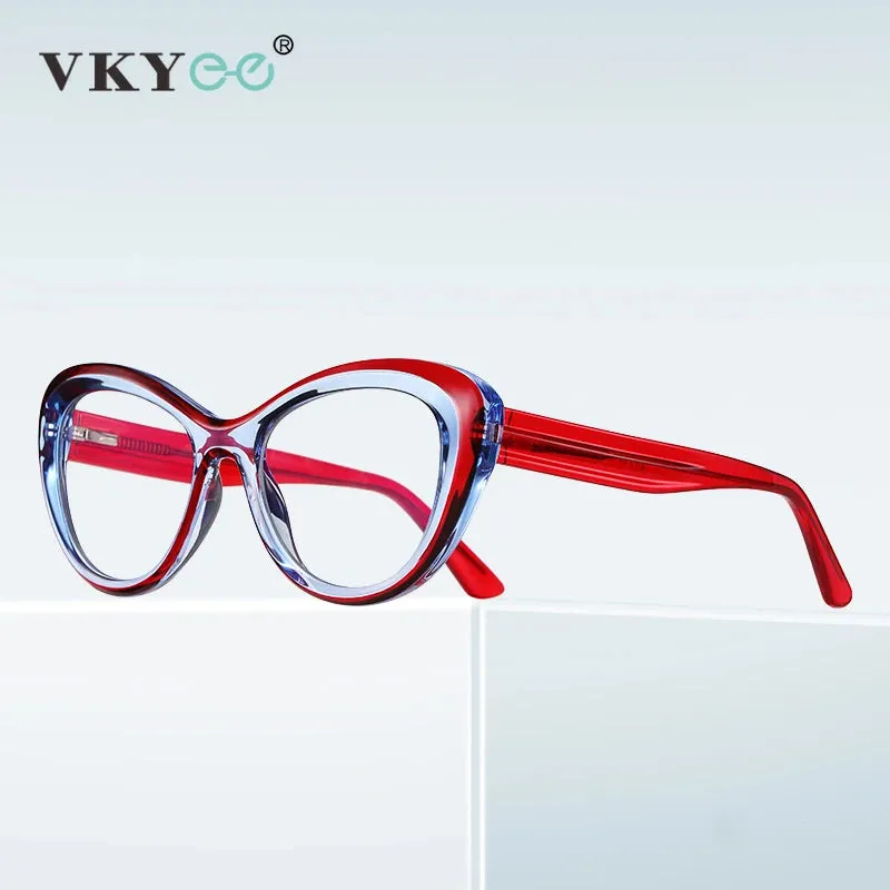 Vicky Women's Full Rim Oval Cat Eye Tr 90 Alloy Reading Glasses 2173
