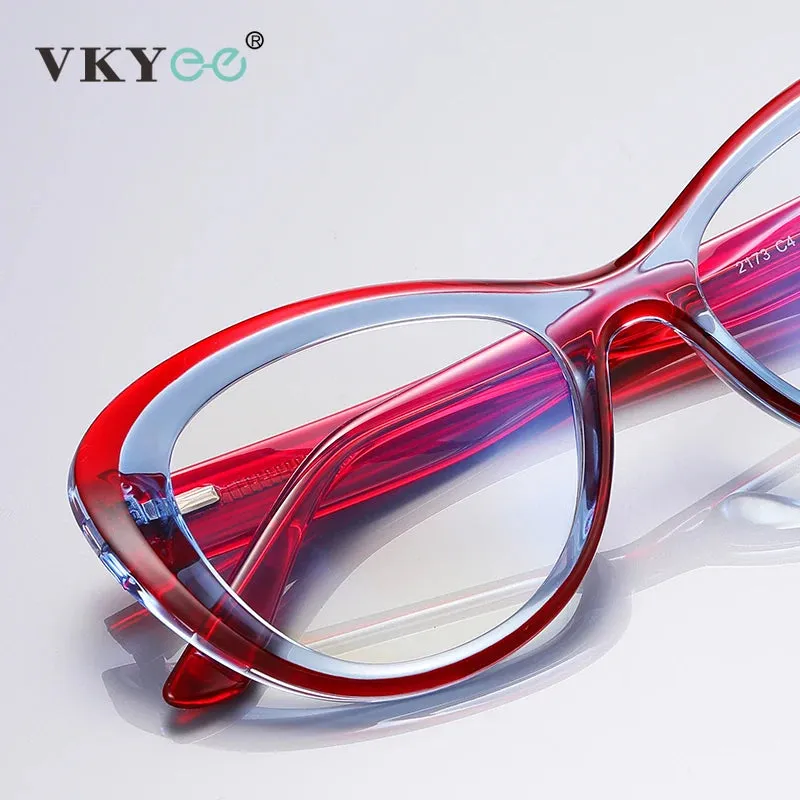 Vicky Women's Full Rim Oval Cat Eye Tr 90 Alloy Reading Glasses 2173