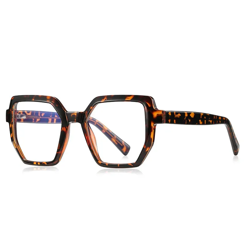 Vicky Women's Full Rim Oversized Polygon Tr 90 Stainless Steel Reading Glasses 2143