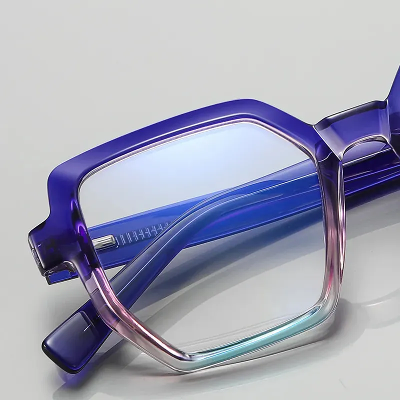Vicky Women's Full Rim Oversized Polygon Tr 90 Stainless Steel Reading Glasses 2143