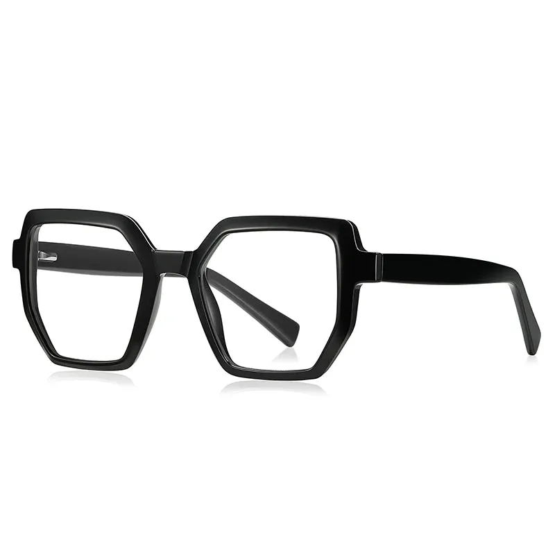 Vicky Women's Full Rim Oversized Polygon Tr 90 Stainless Steel Reading Glasses 2143