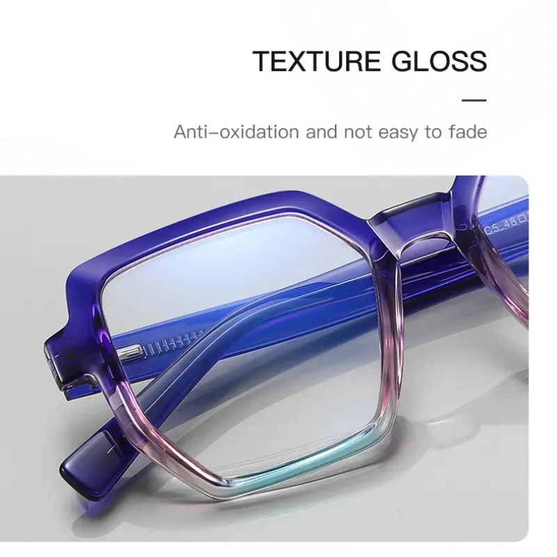 Vicky Women's Full Rim Oversized Polygon Tr 90 Stainless Steel Reading Glasses 2143