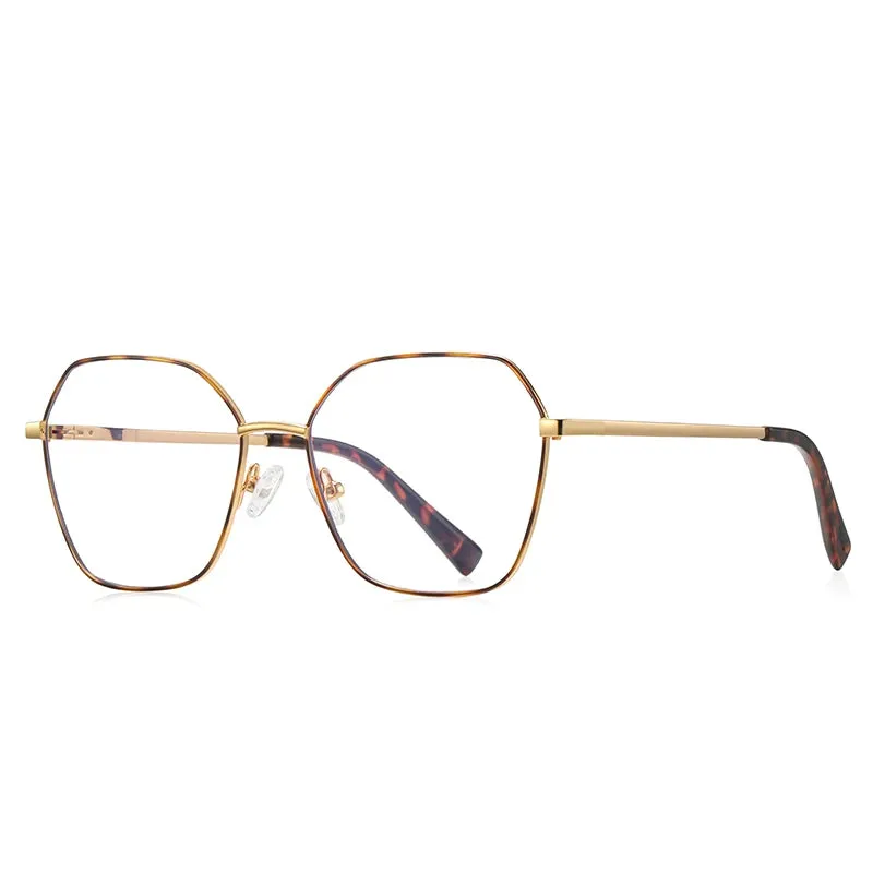 Vicky Women's Full Rim Stainless Steel Polygon Reading Glasses 3090