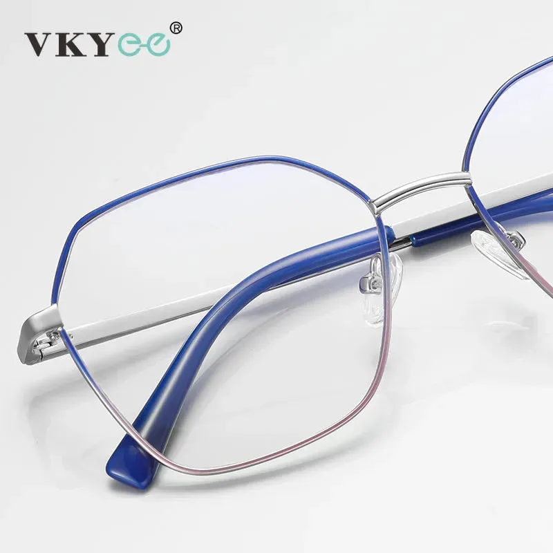 Vicky Women's Full Rim Stainless Steel Polygon Reading Glasses 3090