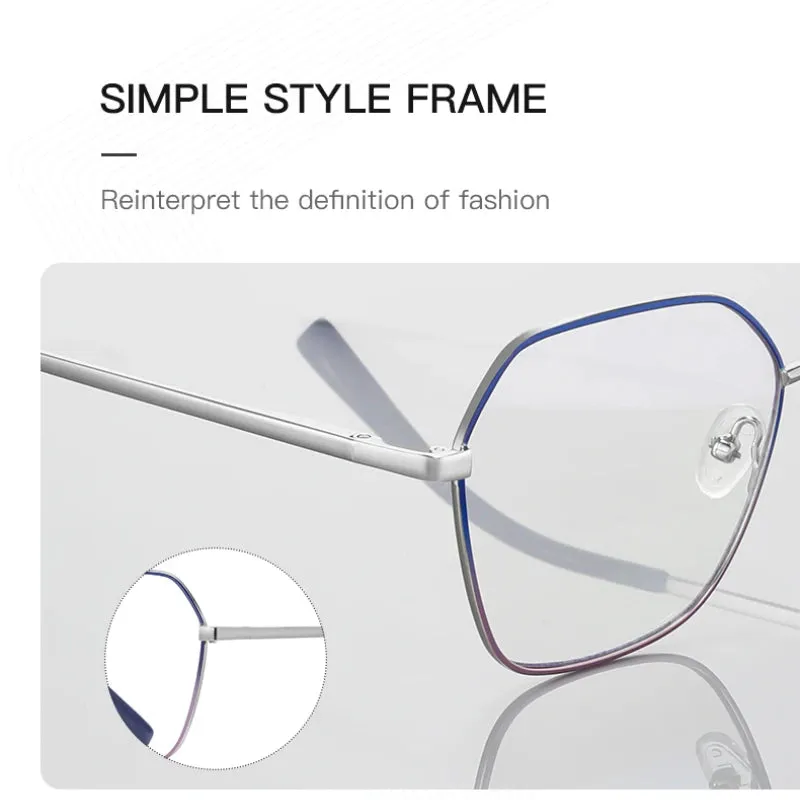 Vicky Women's Full Rim Stainless Steel Polygon Reading Glasses 3090