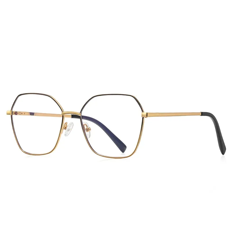 Vicky Women's Full Rim Stainless Steel Polygon Reading Glasses 3090