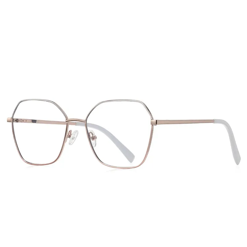 Vicky Women's Full Rim Stainless Steel Polygon Reading Glasses 3090