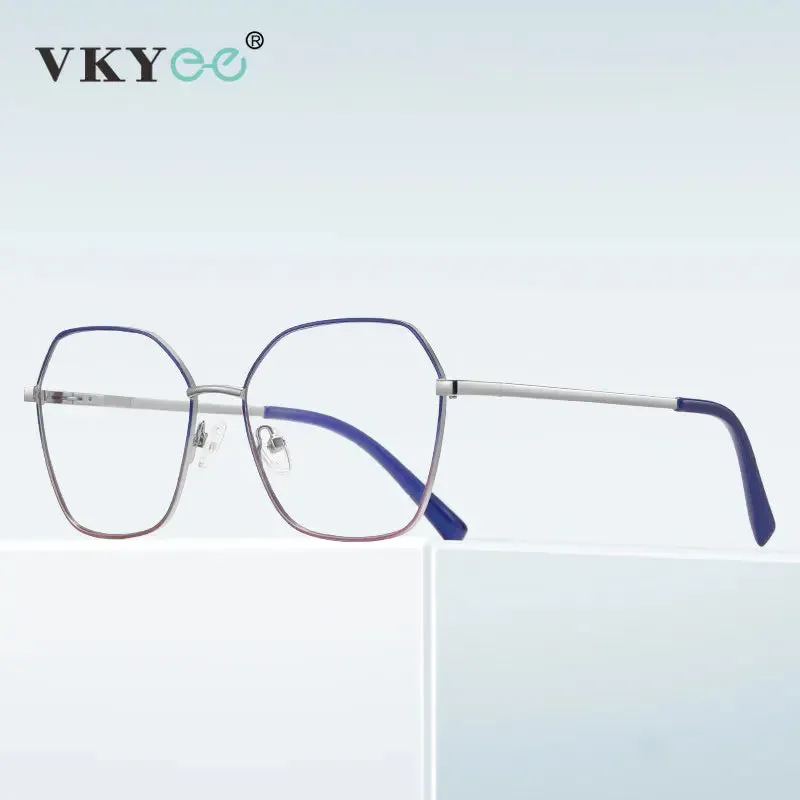Vicky Women's Full Rim Stainless Steel Polygon Reading Glasses 3090