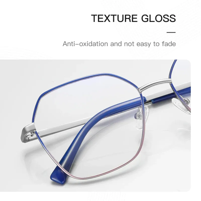 Vicky Women's Full Rim Stainless Steel Polygon Reading Glasses 3090