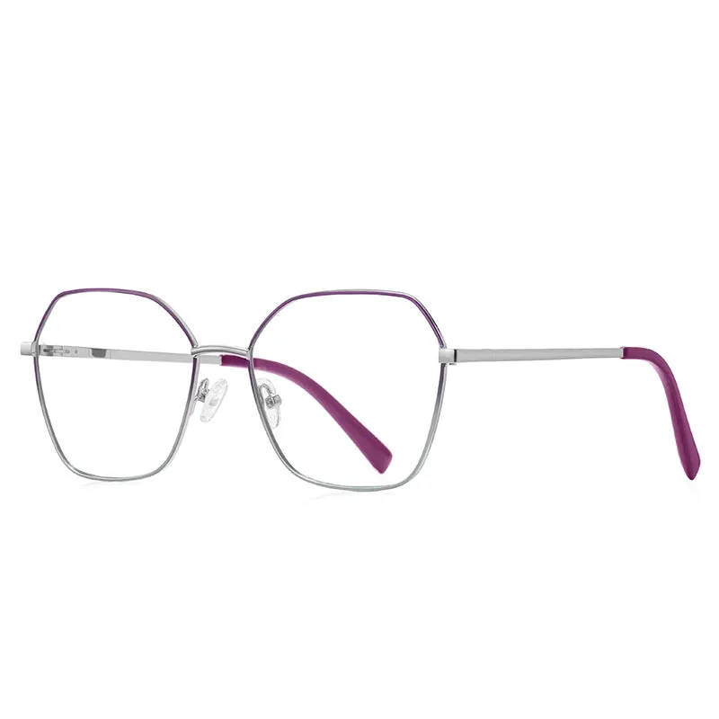 Vicky Women's Full Rim Stainless Steel Polygon Reading Glasses 3090
