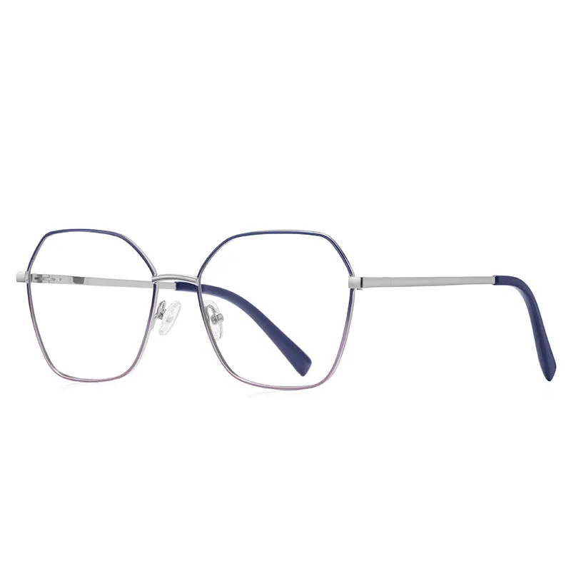 Vicky Women's Full Rim Stainless Steel Polygon Reading Glasses 3090