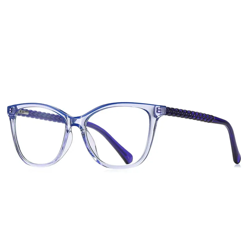 Vicky Women's Full Rim Stainless Steel Tr 90 Square Reading Glasses 2138
