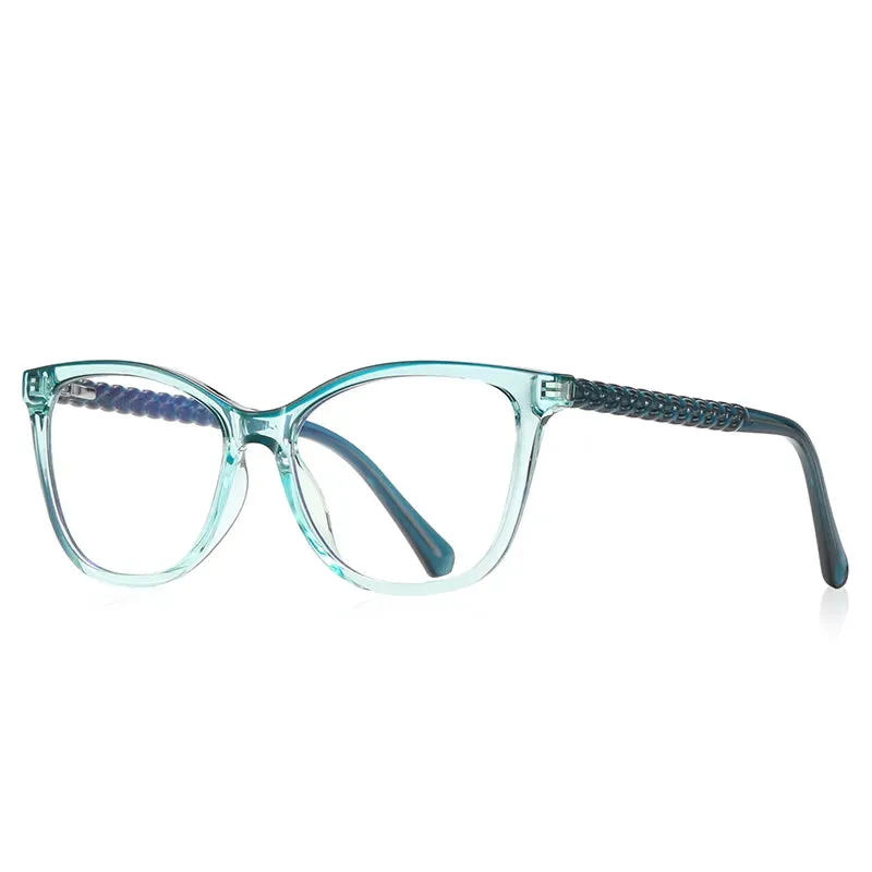 Vicky Women's Full Rim Stainless Steel Tr 90 Square Reading Glasses 2138