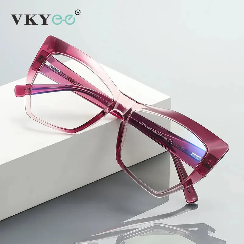 Vicky Women's Full Rim Tr 90 Stainless Steel Cat Eye Reading Glasses 2157