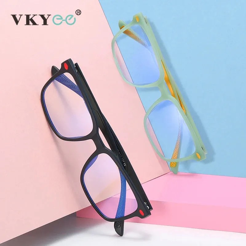 Vicky Youth Unisex Full Rim Square Tr 90 Titanium Eyeglasses 5101