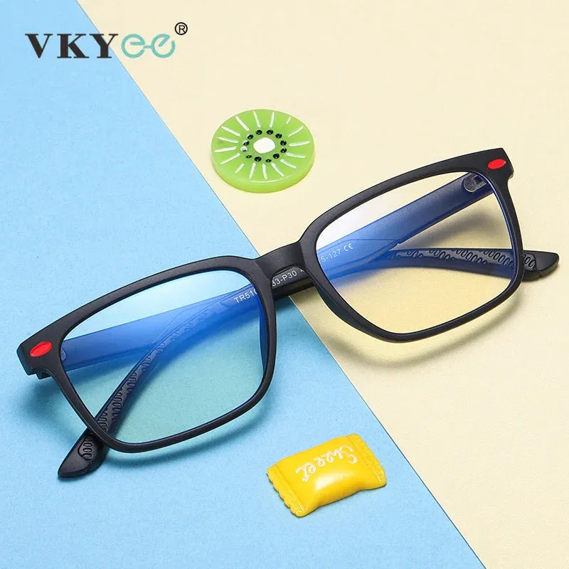 Vicky Youth Unisex Full Rim Square Tr 90 Titanium Eyeglasses 5101
