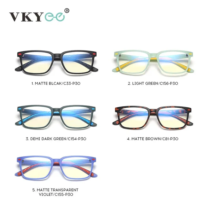 Vicky Youth Unisex Full Rim Square Tr 90 Titanium Eyeglasses 5101