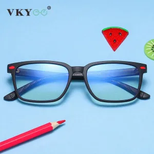 Vicky Youth Unisex Full Rim Square Tr 90 Titanium Eyeglasses 5101